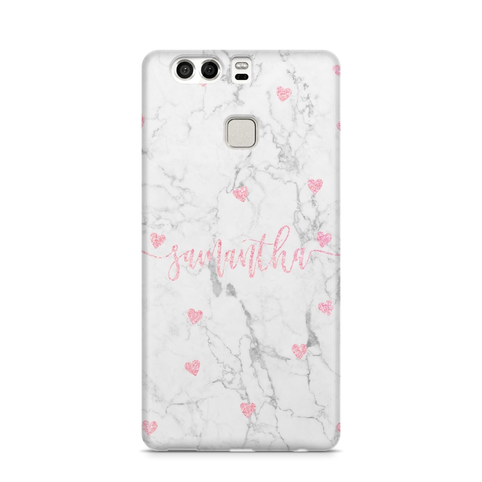 Glitter Hearts Marble Personalised Name Huawei P9 Case