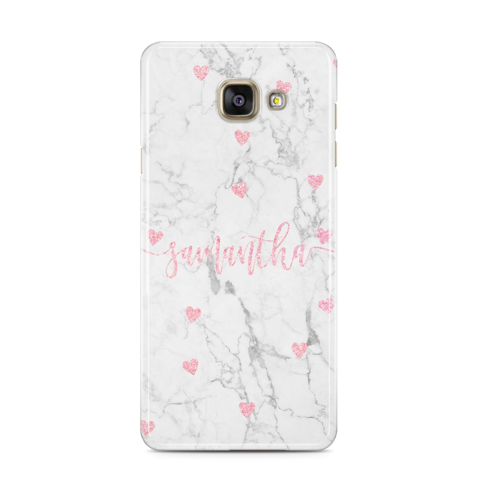 Glitter Hearts Marble Personalised Name Samsung Galaxy A3 2016 Case on gold phone