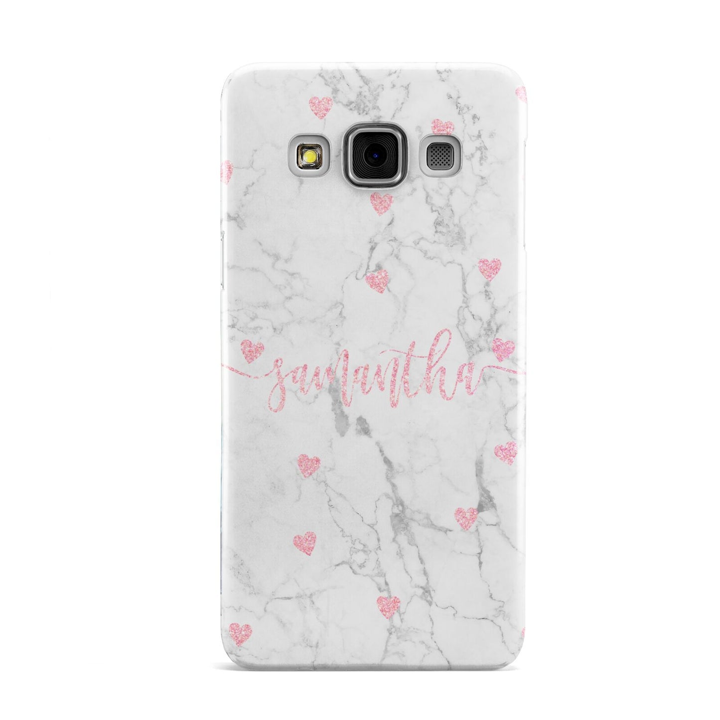 Glitter Hearts Marble Personalised Name Samsung Galaxy A3 Case