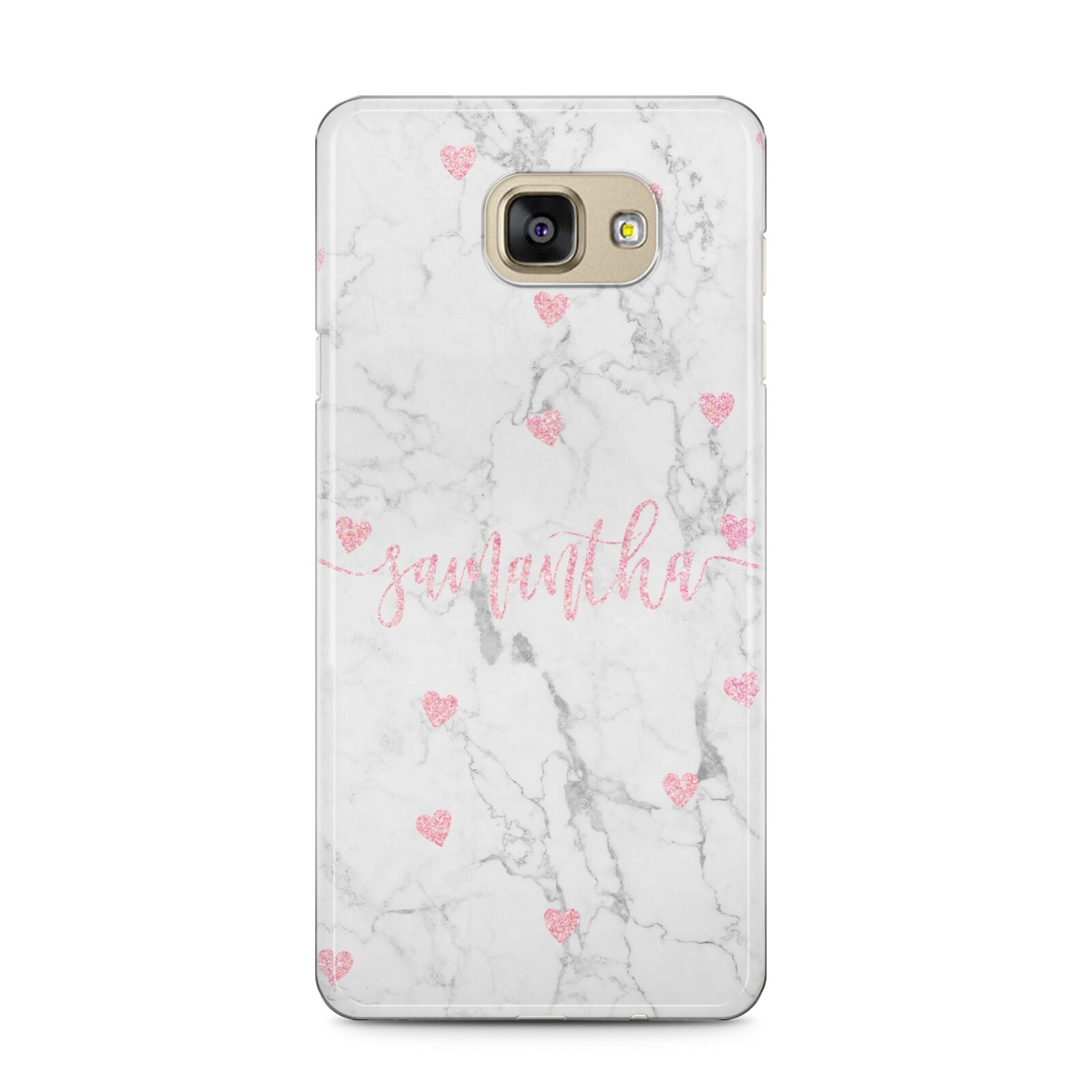 Glitter Hearts Marble Personalised Name Samsung Galaxy A5 2016 Case on gold phone