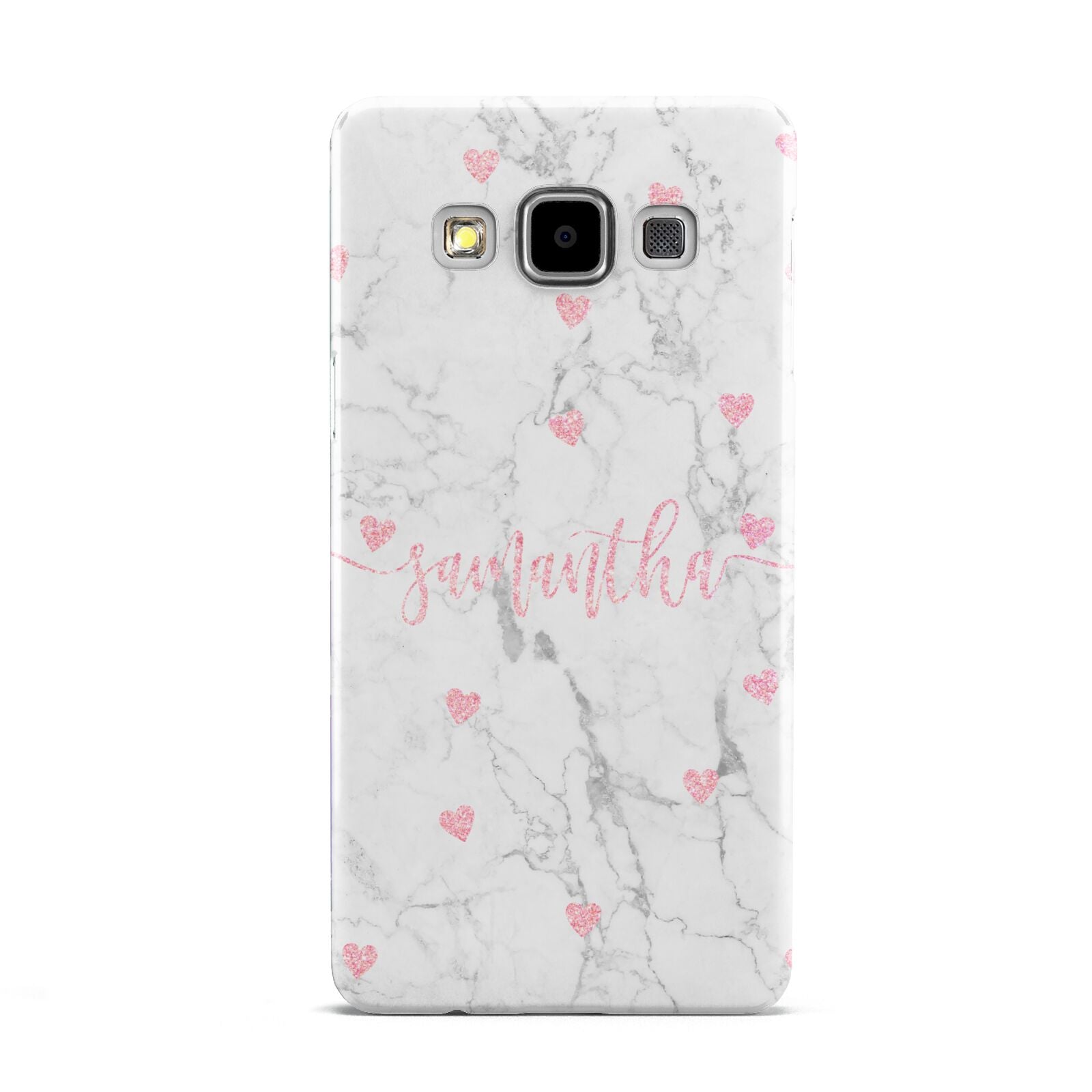 Glitter Hearts Marble Personalised Name Samsung Galaxy A5 Case