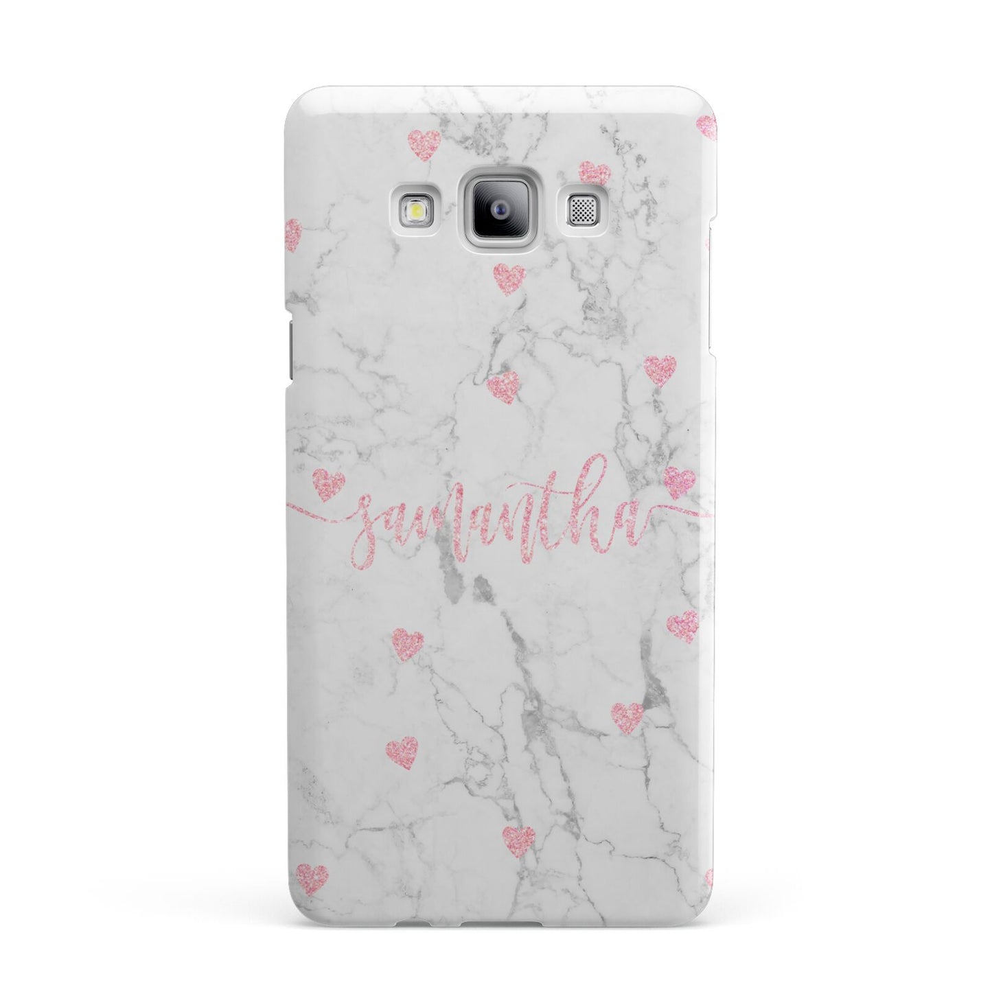 Glitter Hearts Marble Personalised Name Samsung Galaxy A7 2015 Case