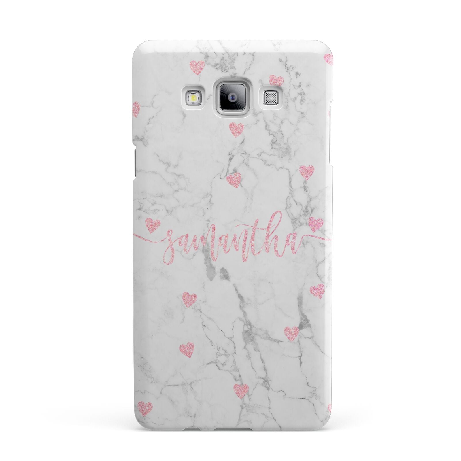 Glitter Hearts Marble Personalised Name Samsung Galaxy A7 2015 Case