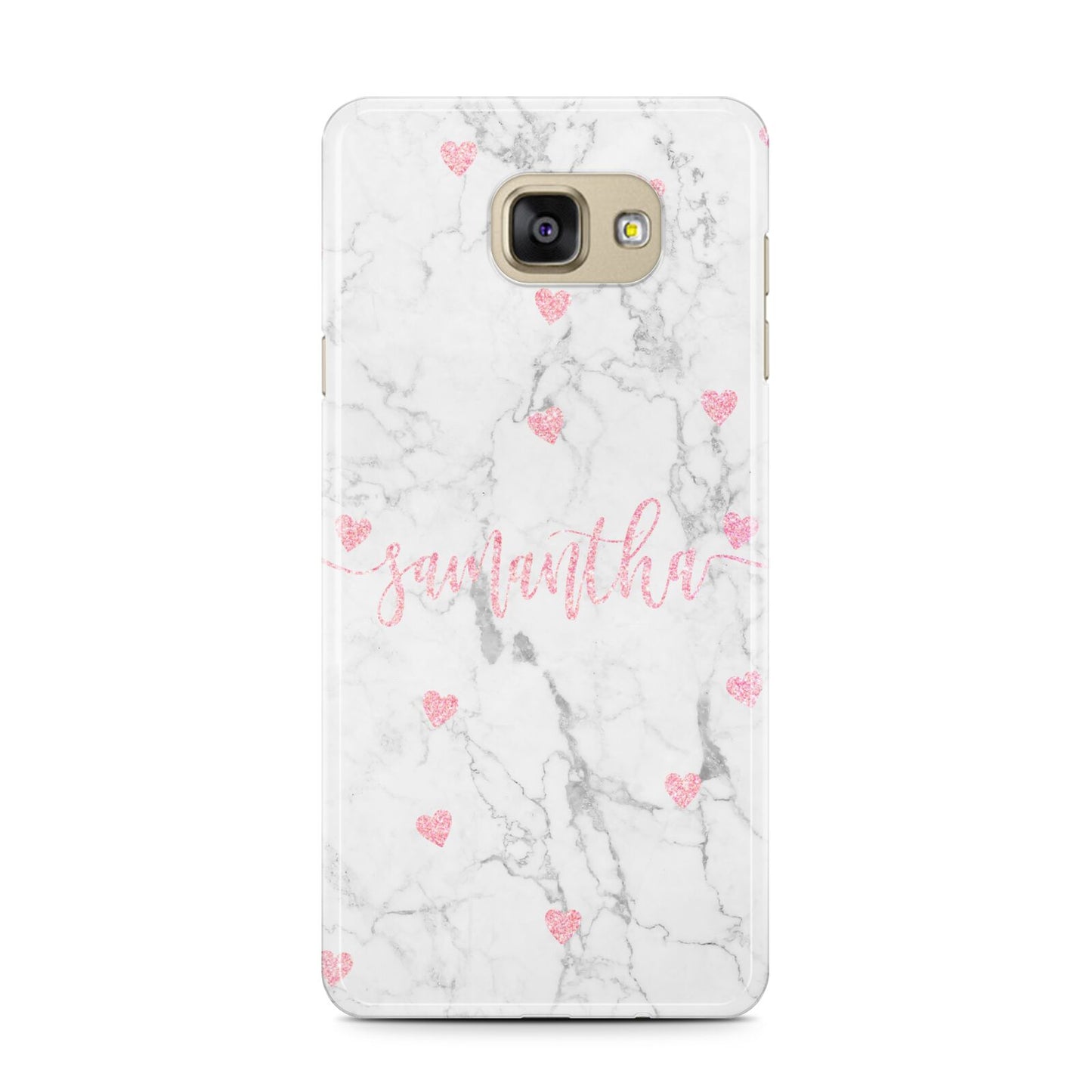 Glitter Hearts Marble Personalised Name Samsung Galaxy A7 2016 Case on gold phone