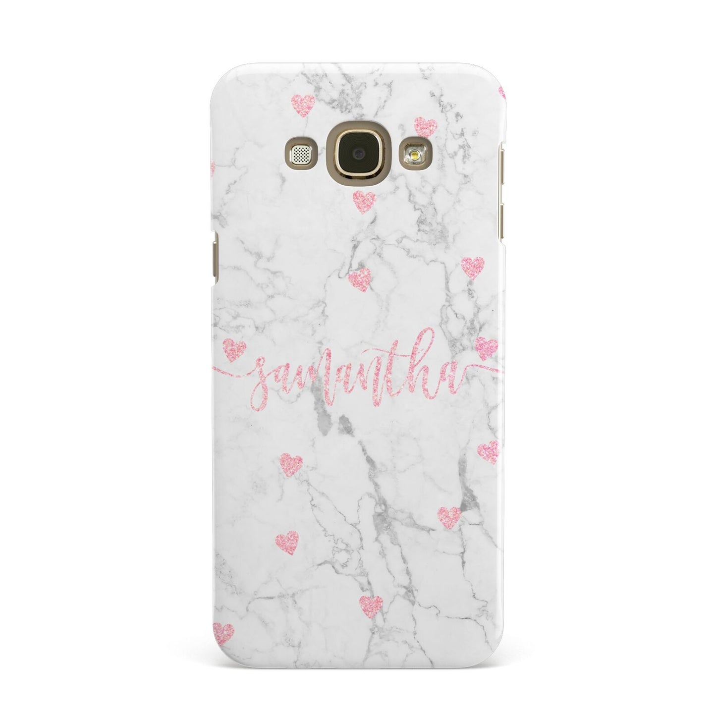 Glitter Hearts Marble Personalised Name Samsung Galaxy A8 Case