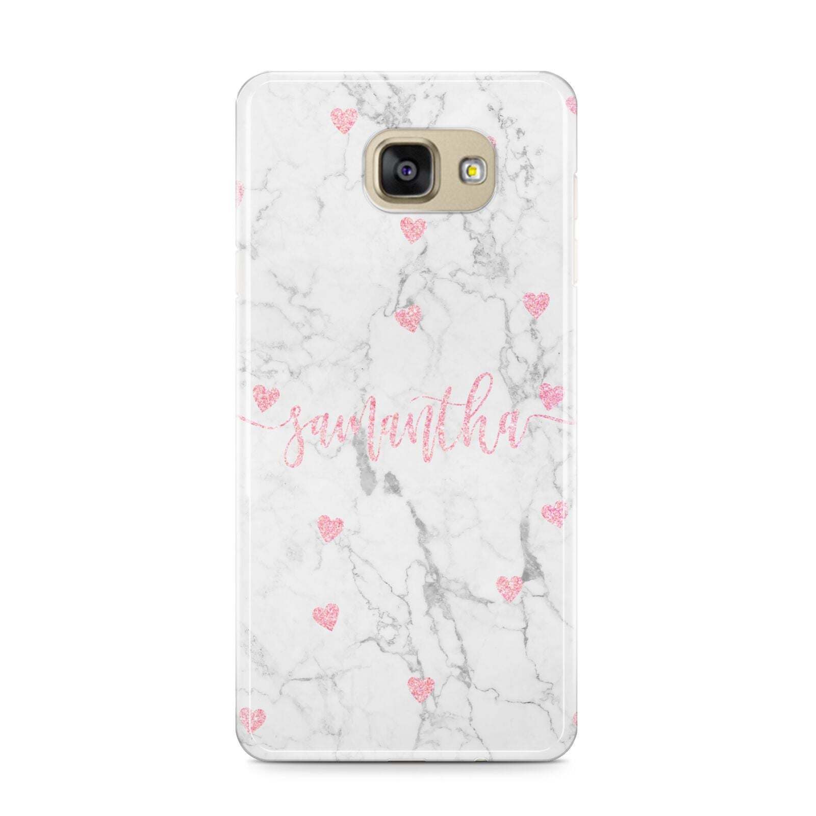 Glitter Hearts Marble Personalised Name Samsung Galaxy A9 2016 Case on gold phone