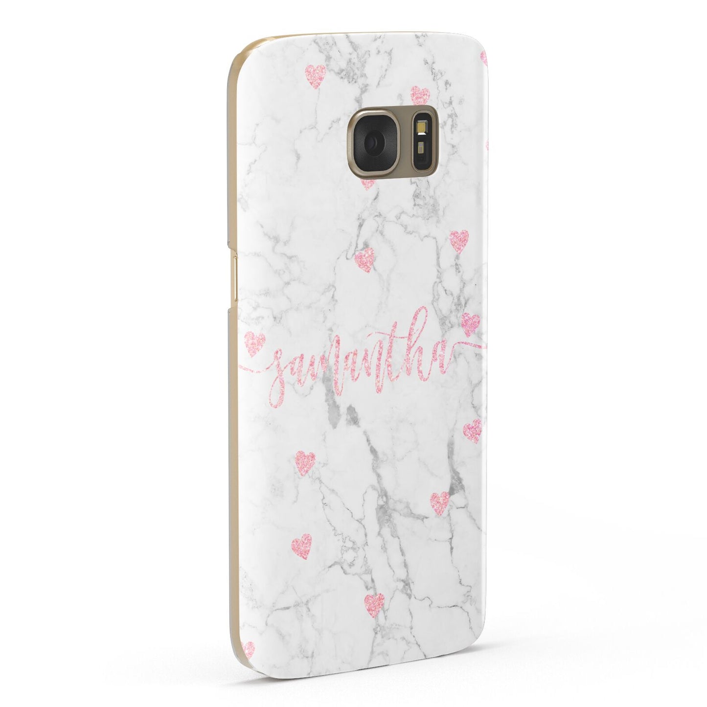 Glitter Hearts Marble Personalised Name Samsung Galaxy Case Fourty Five Degrees