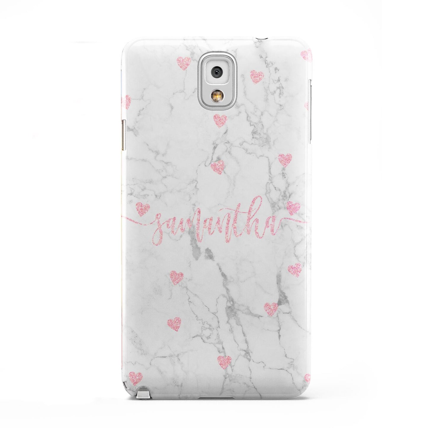 Glitter Hearts Marble Personalised Name Samsung Galaxy Note 3 Case