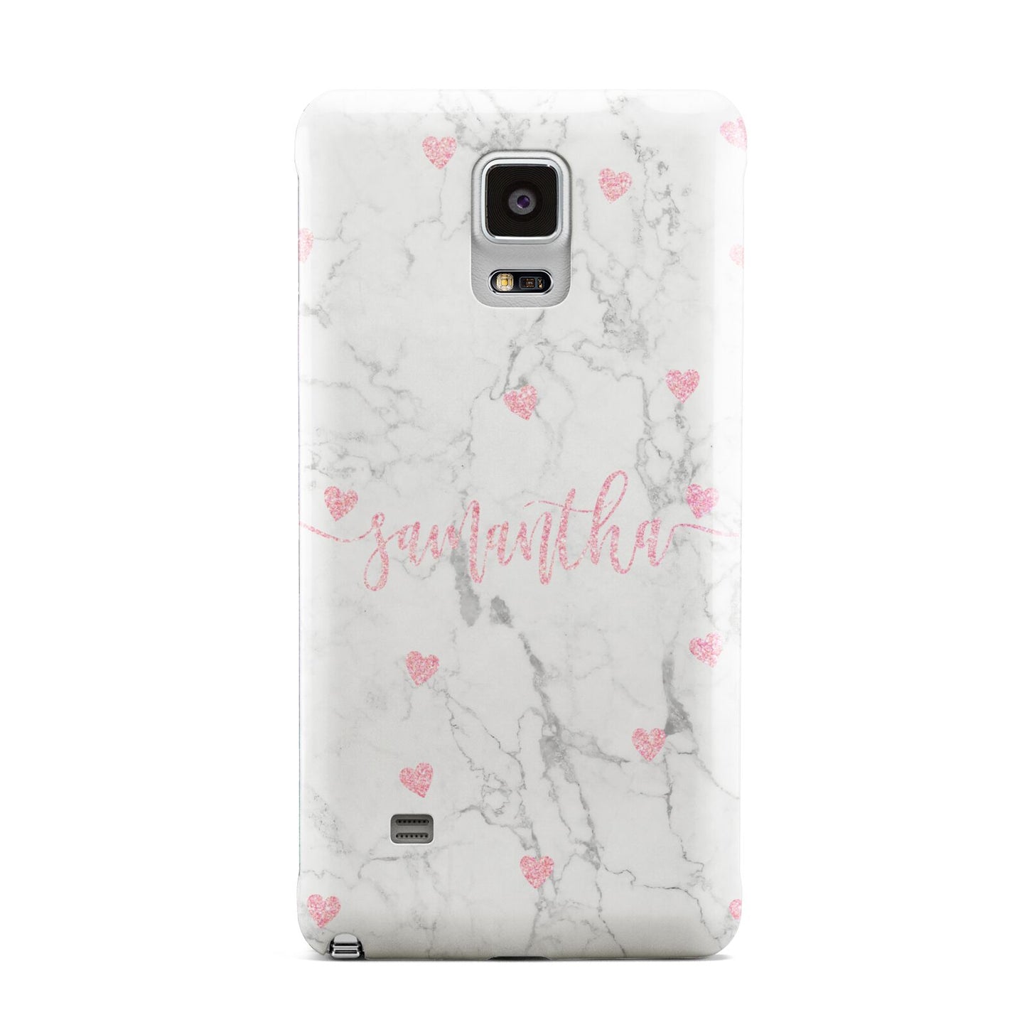 Glitter Hearts Marble Personalised Name Samsung Galaxy Note 4 Case