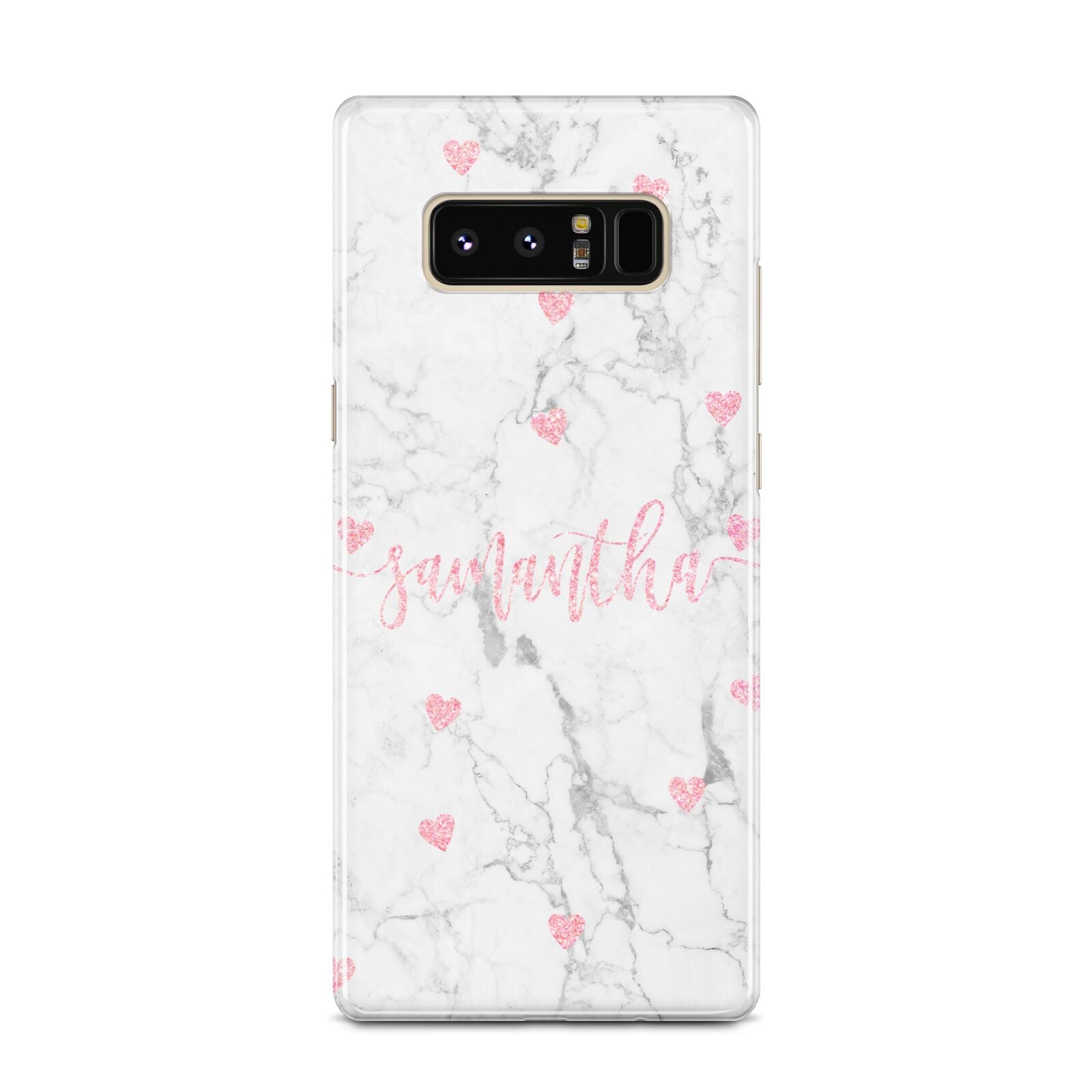 Glitter Hearts Marble Personalised Name Samsung Galaxy Note 8 Case