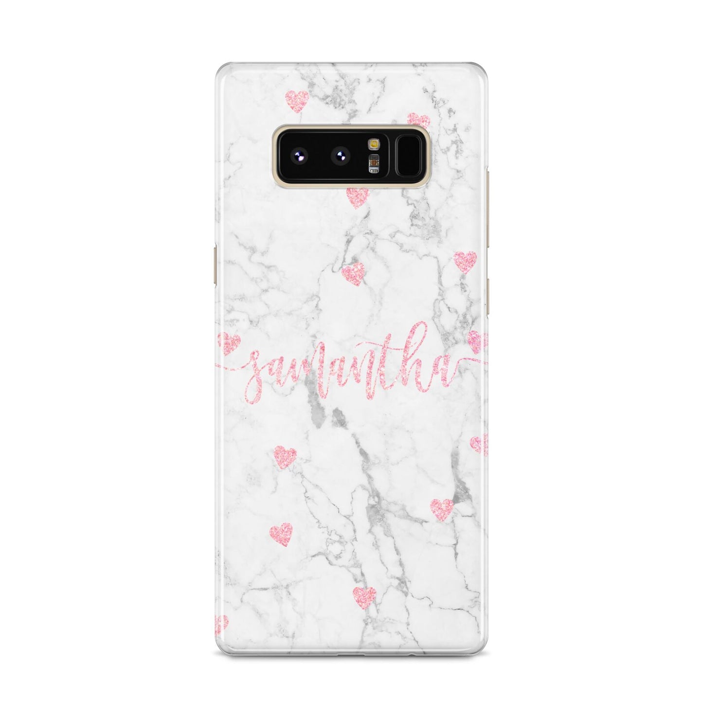 Glitter Hearts Marble Personalised Name Samsung Galaxy S8 Case