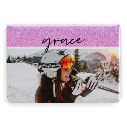 Glitter Personalised Photo Upload Name Apple MacBook Case