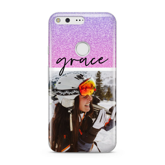 Glitter Personalised Photo Upload Name Google Pixel Case