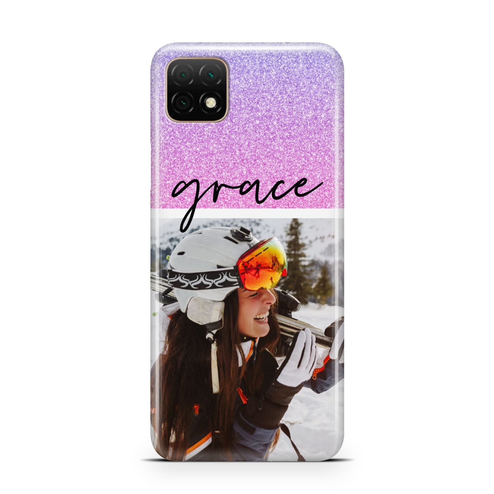 Glitter Personalised Photo Upload Name Huawei Enjoy 20 Phone Case