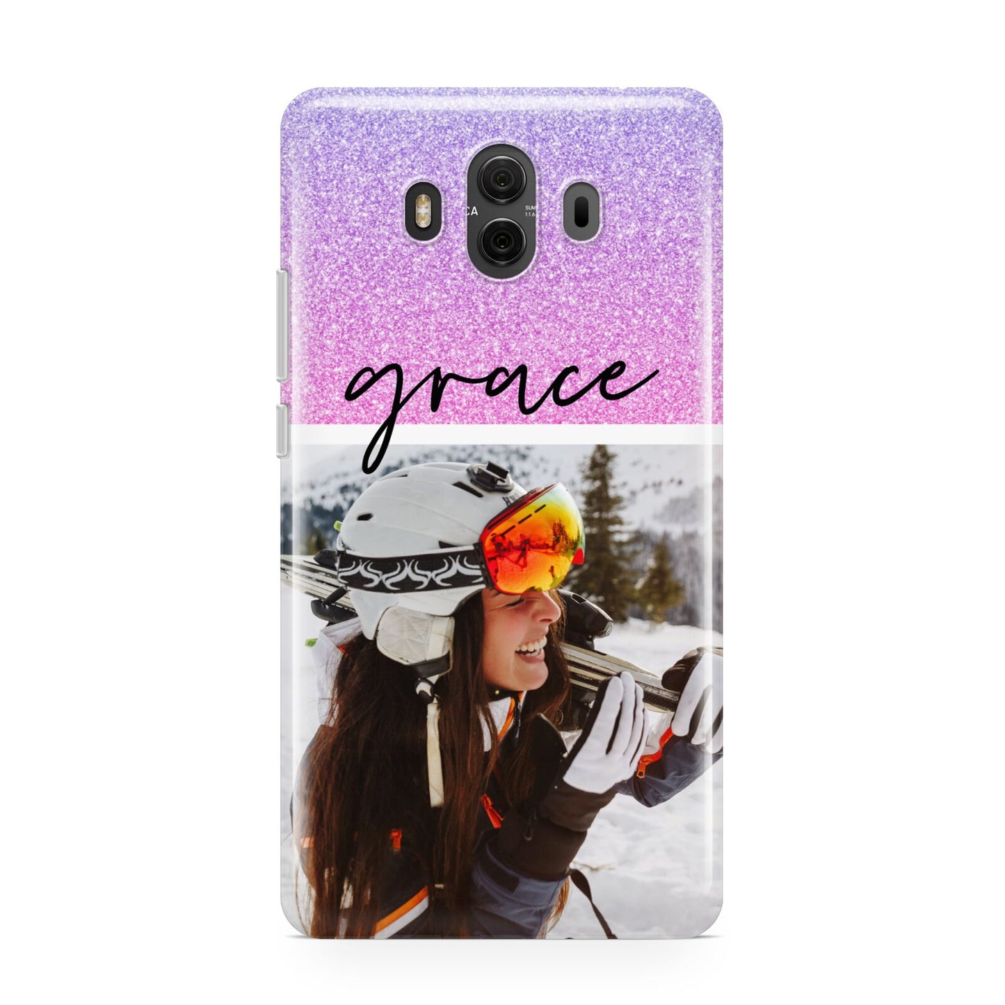 Glitter Personalised Photo Upload Name Huawei Mate 10 Protective Phone Case