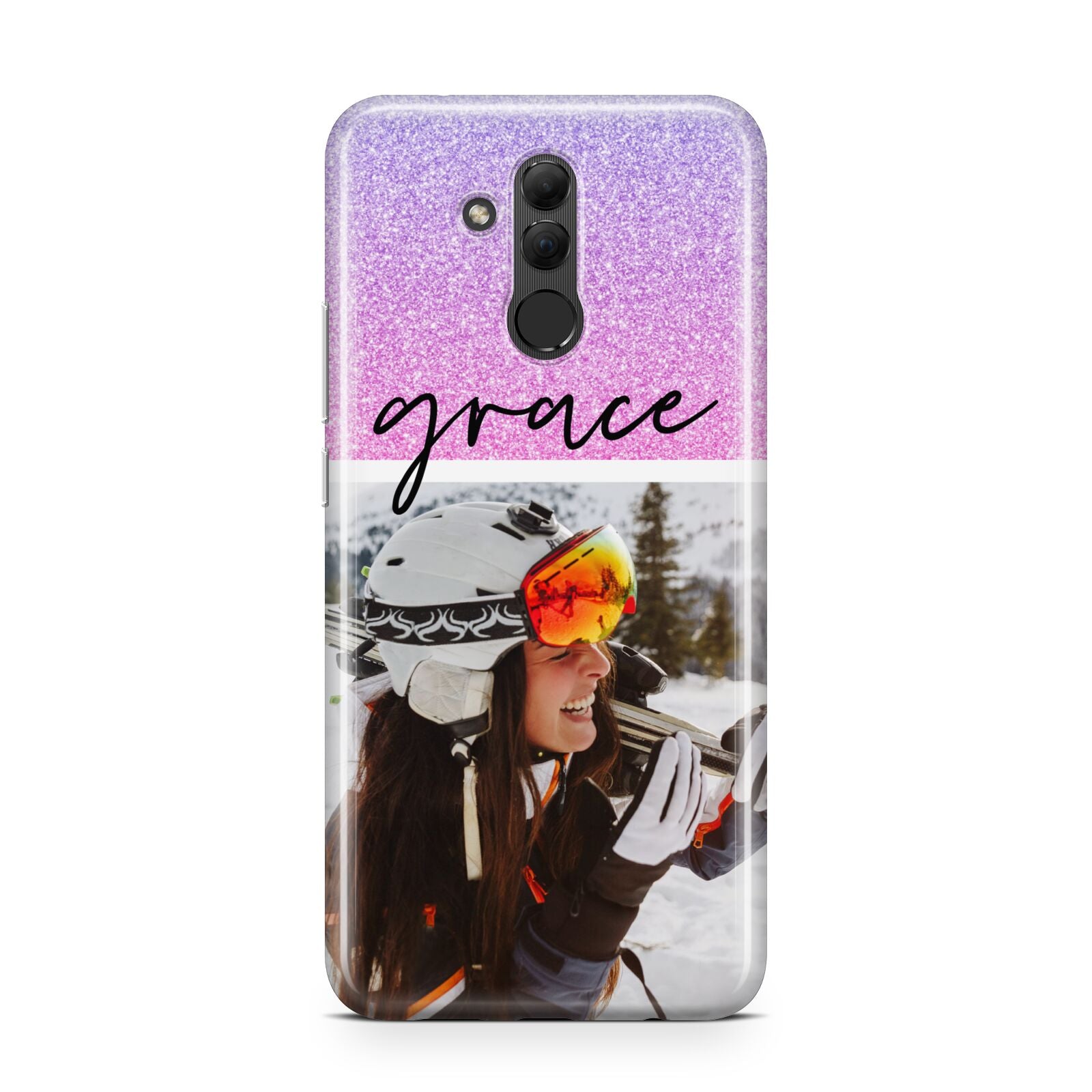 Glitter Personalised Photo Upload Name Huawei Mate 20 Lite