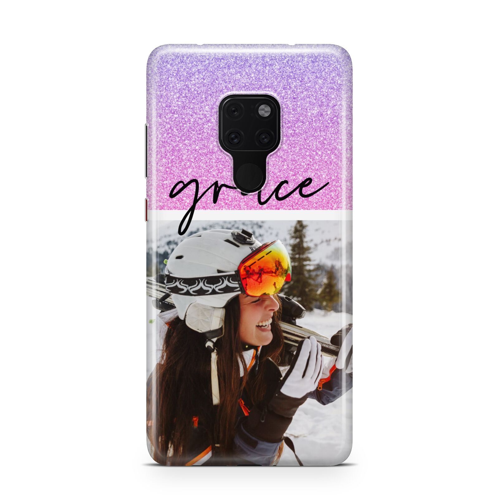 Glitter Personalised Photo Upload Name Huawei Mate 20 Phone Case