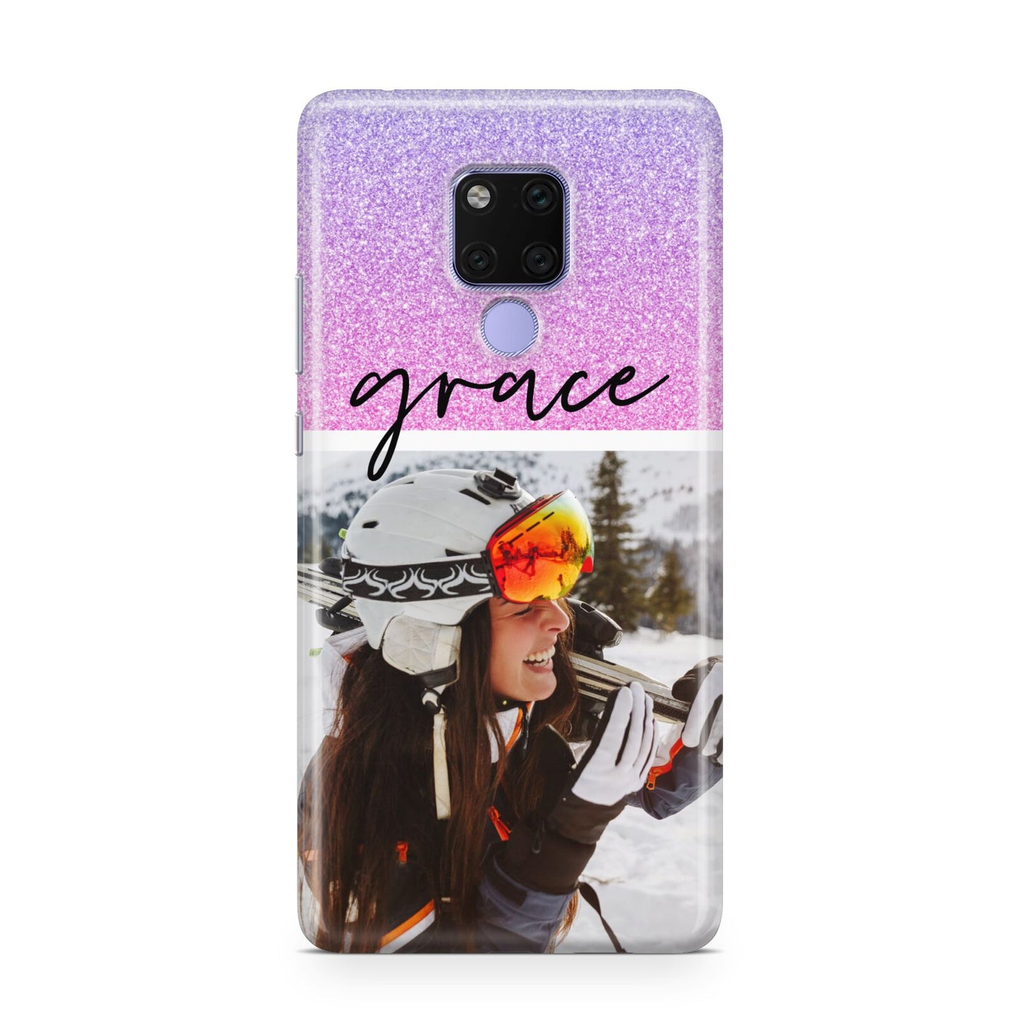 Glitter Personalised Photo Upload Name Huawei Mate 20X Phone Case