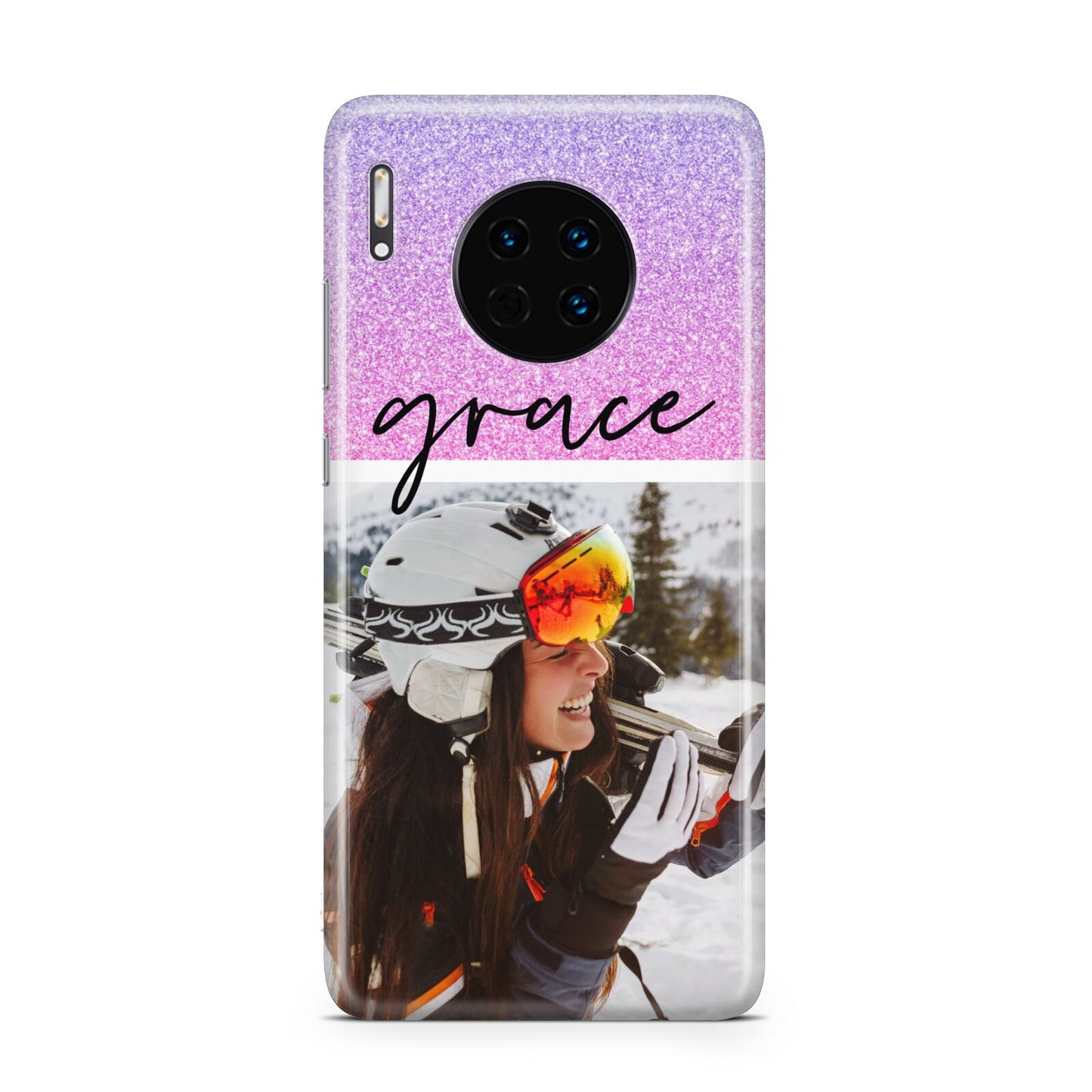 Glitter Personalised Photo Upload Name Huawei Mate 30