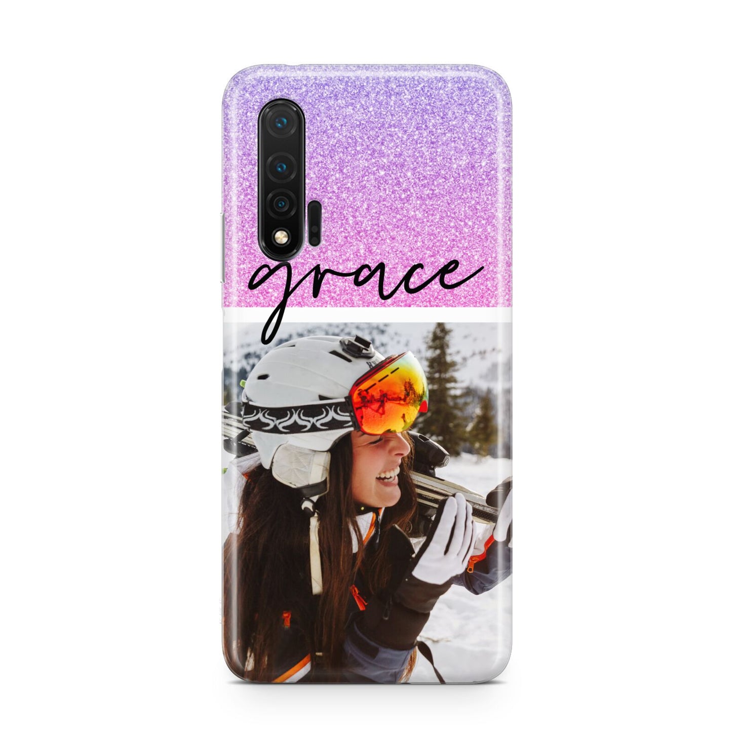 Glitter Personalised Photo Upload Name Huawei Nova 6 Phone Case