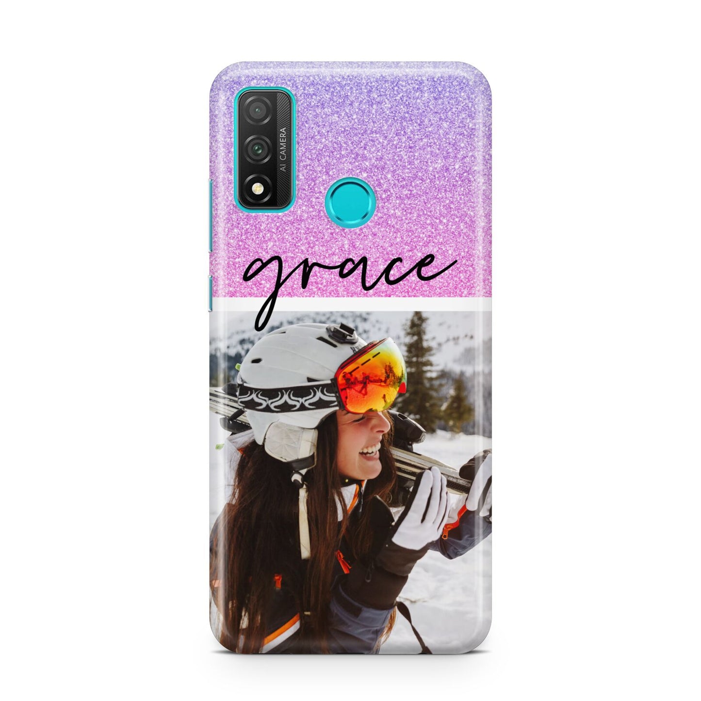 Glitter Personalised Photo Upload Name Huawei P Smart 2020