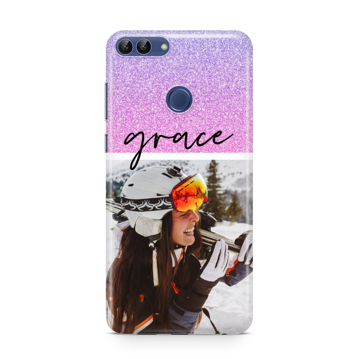 Glitter Personalised Photo Upload Name Huawei P Smart Case