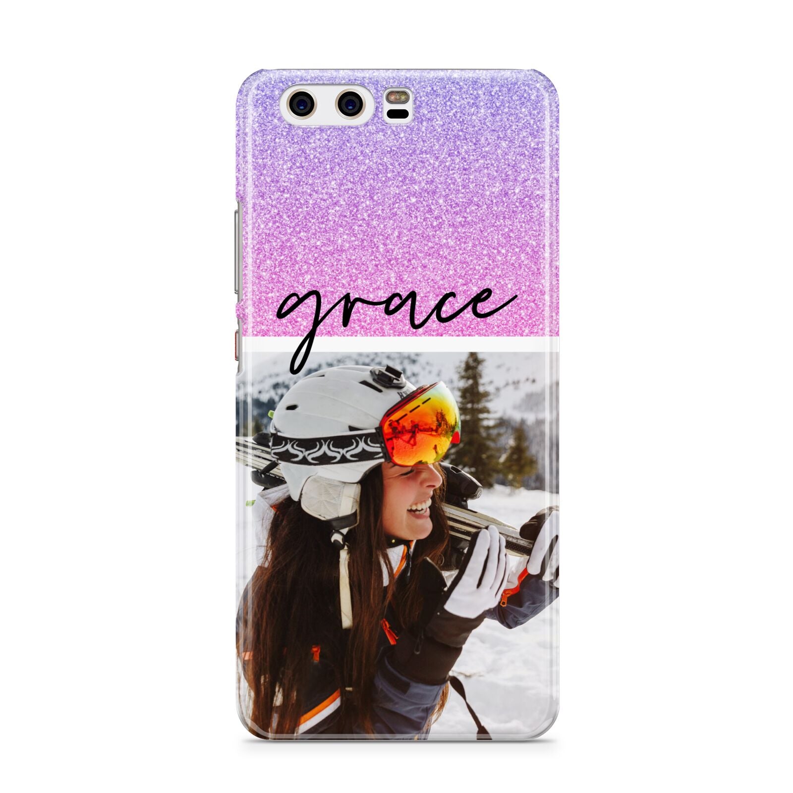 Glitter Personalised Photo Upload Name Huawei P10 Phone Case