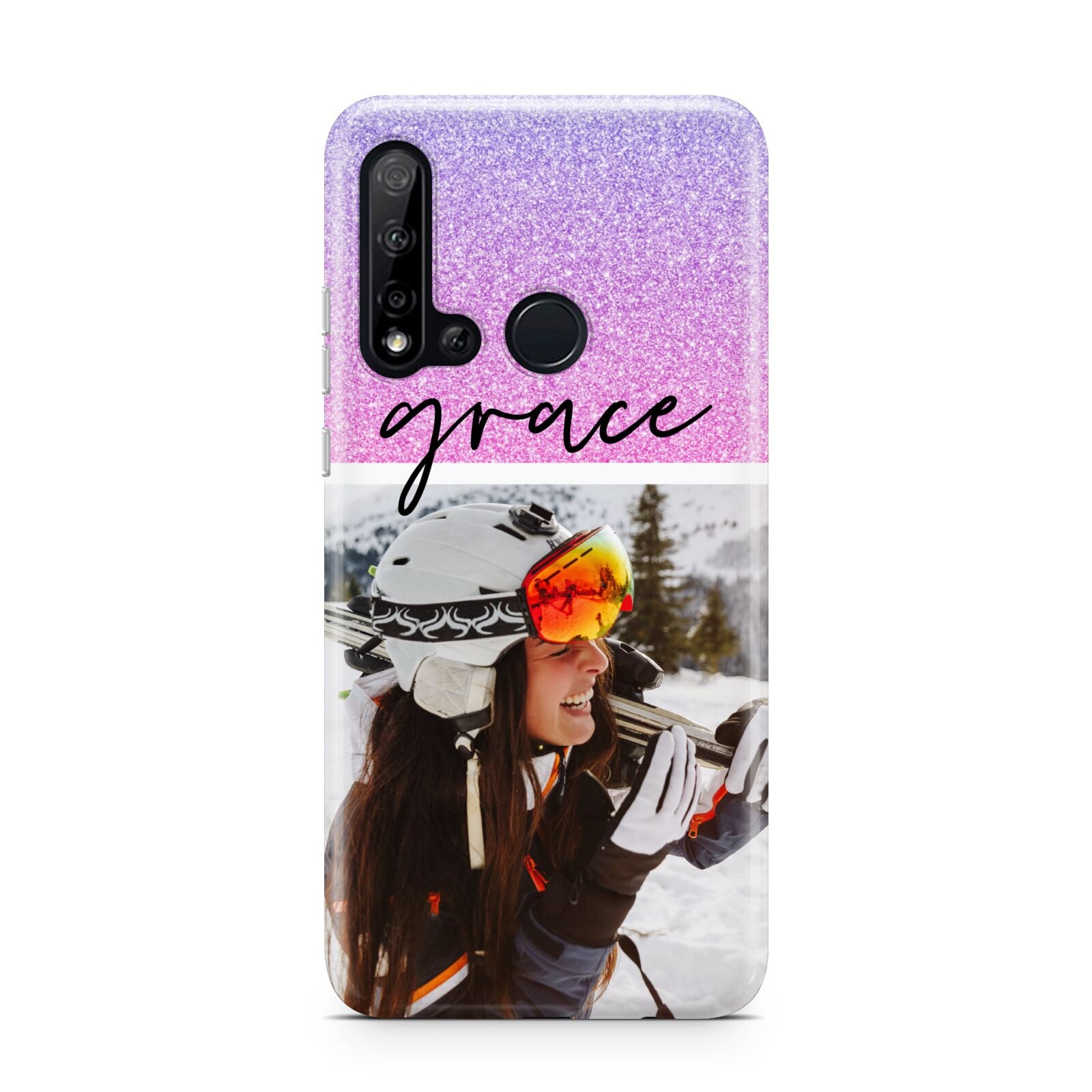 Glitter Personalised Photo Upload Name Huawei P20 Lite 5G Phone Case