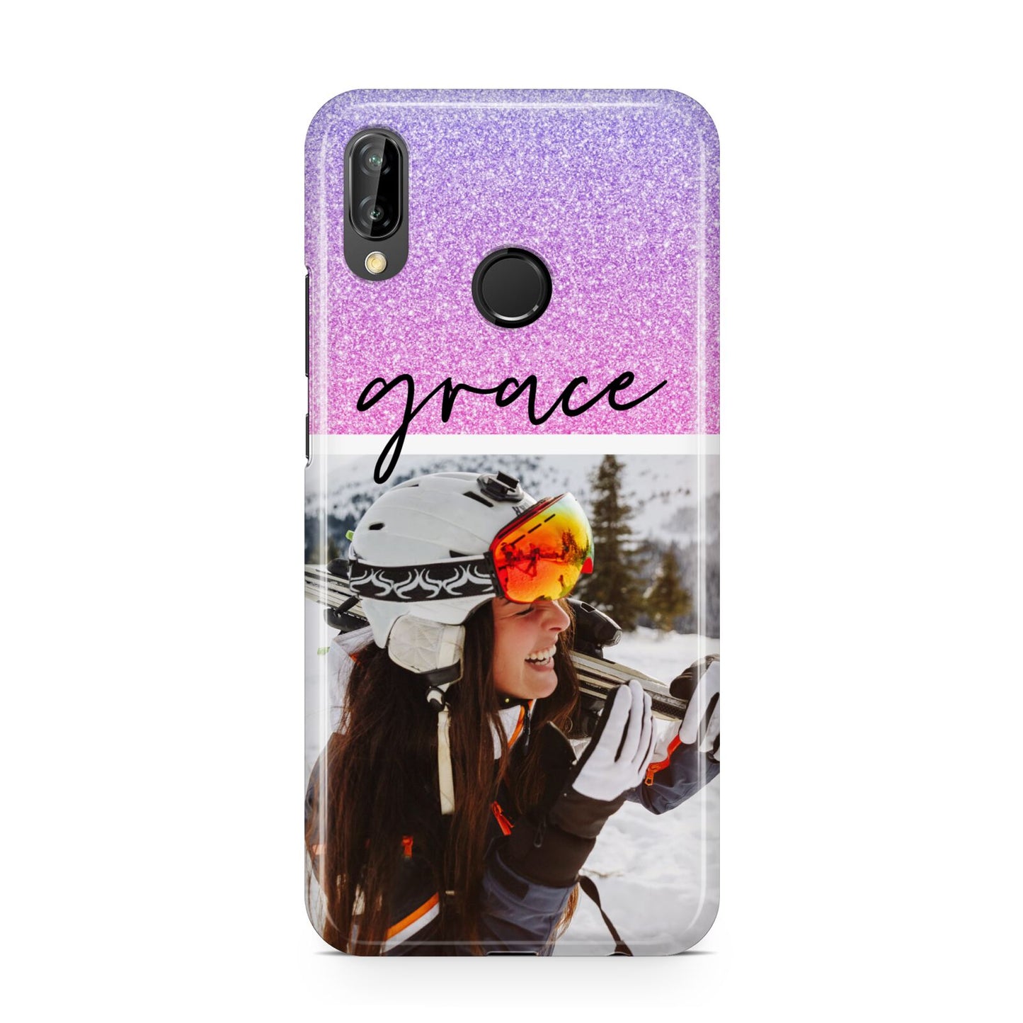 Glitter Personalised Photo Upload Name Huawei P20 Lite Phone Case