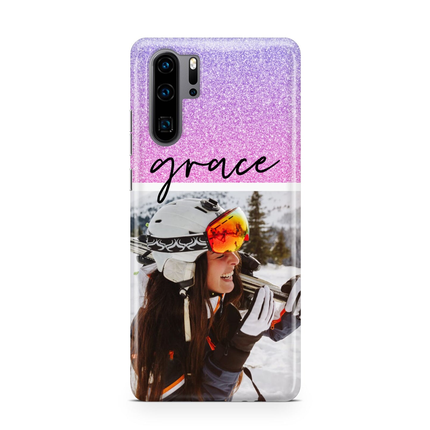 Glitter Personalised Photo Upload Name Huawei P30 Pro Phone Case