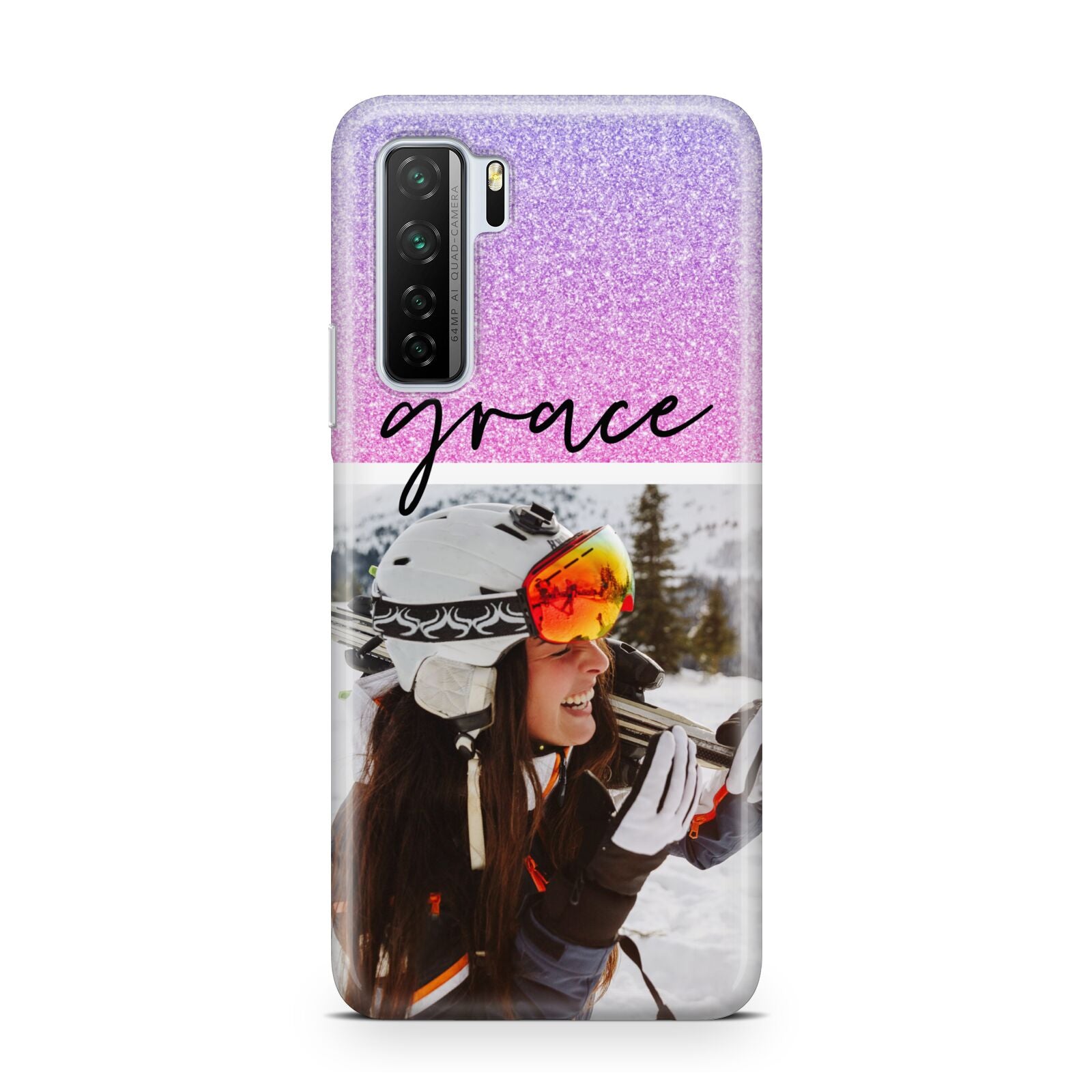 Glitter Personalised Photo Upload Name Huawei P40 Lite 5G Phone Case