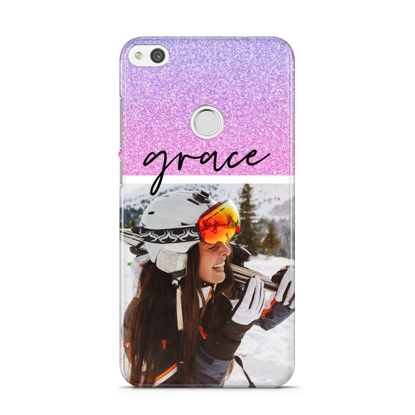 Glitter Personalised Photo Upload Name Huawei P8 Lite Case