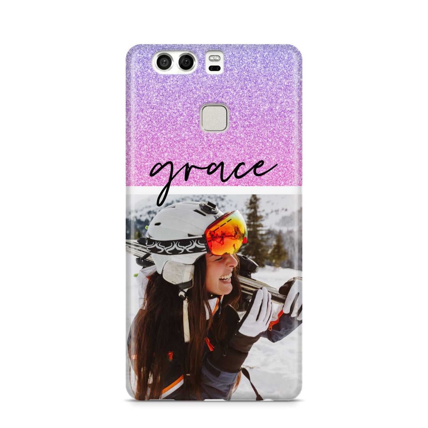 Glitter Personalised Photo Upload Name Huawei P9 Case