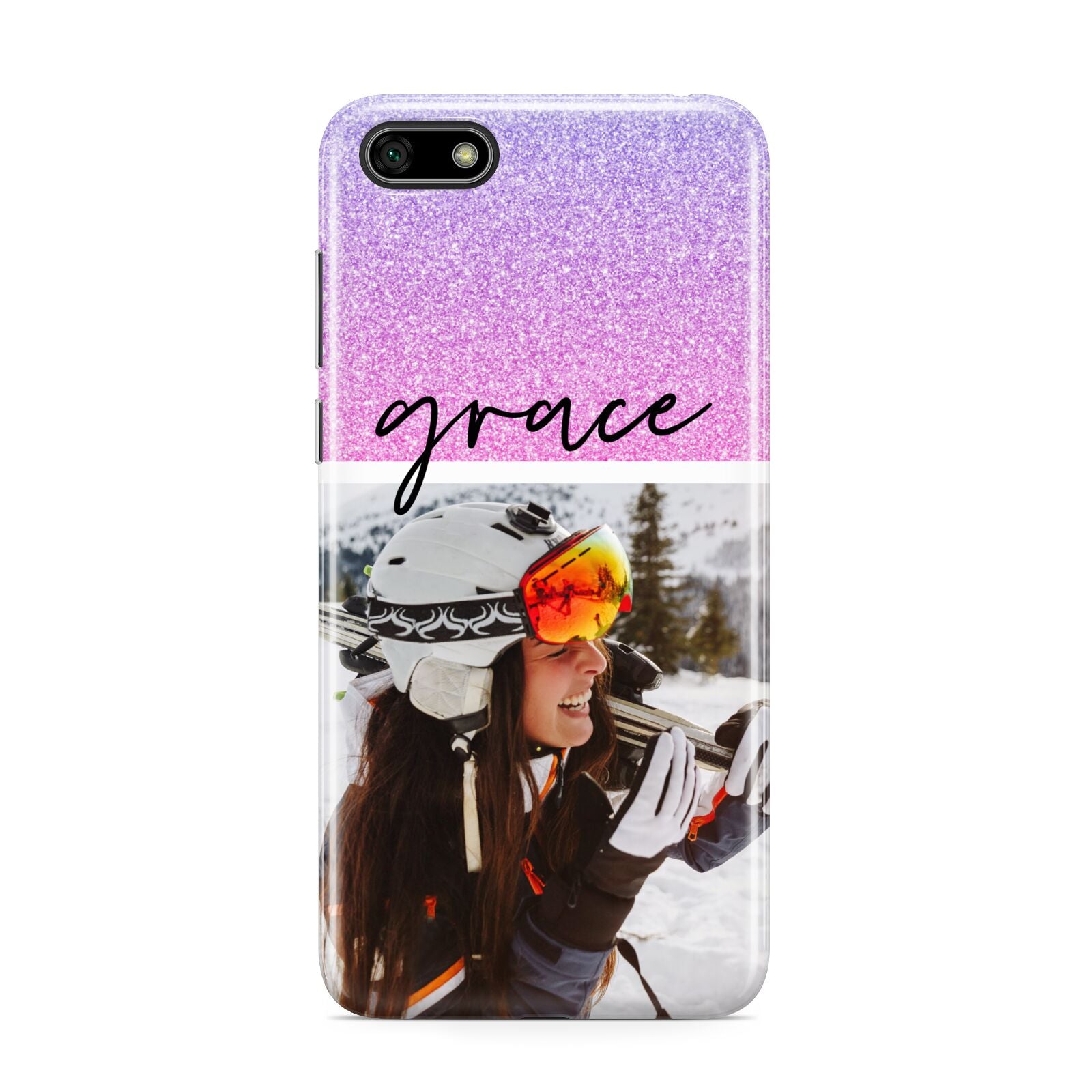 Glitter Personalised Photo Upload Name Huawei Y5 Prime 2018 Phone Case