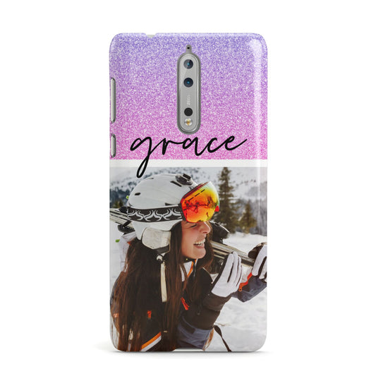 Glitter Personalised Photo Upload Name Nokia Case