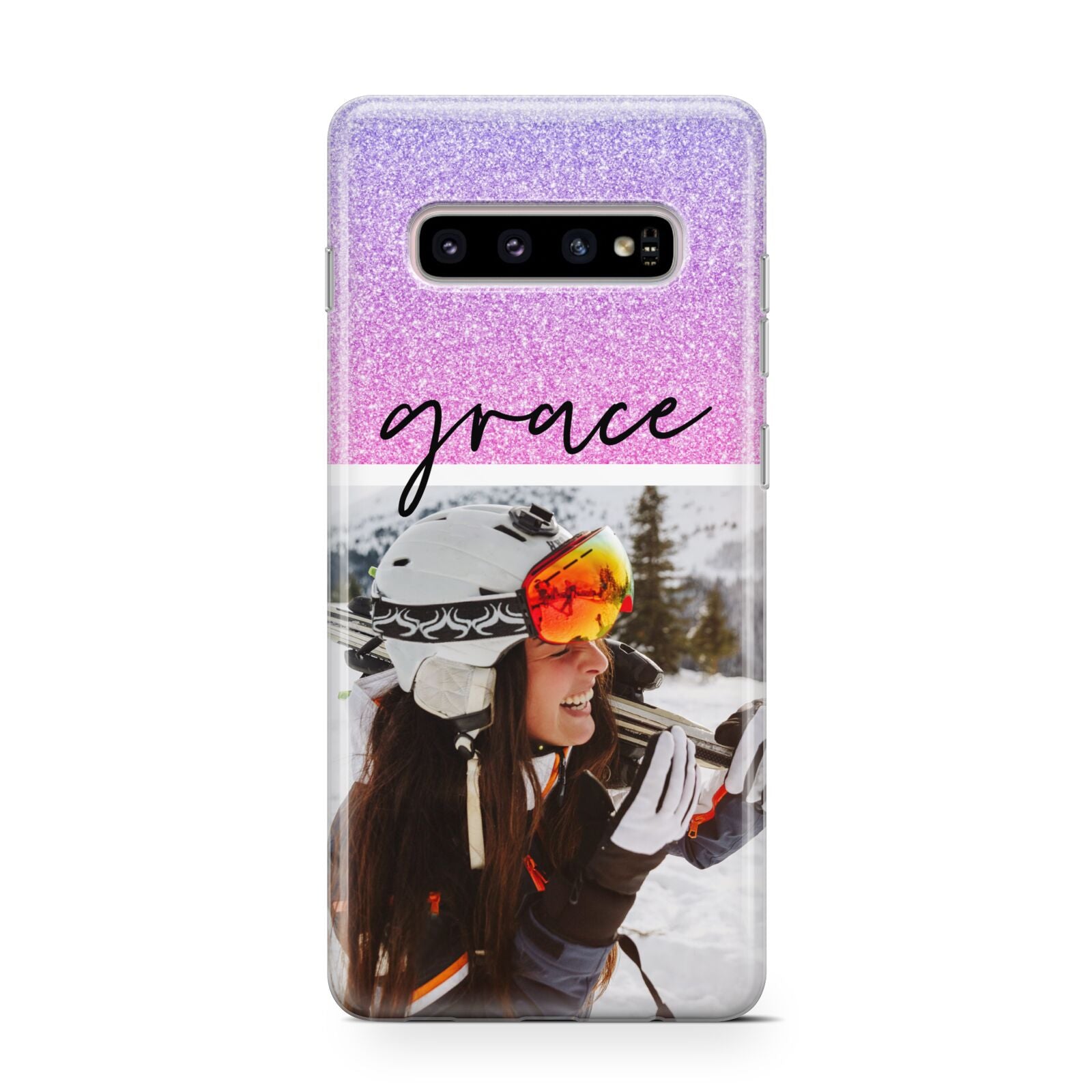 Glitter Personalised Photo Upload Name Protective Samsung Galaxy Case