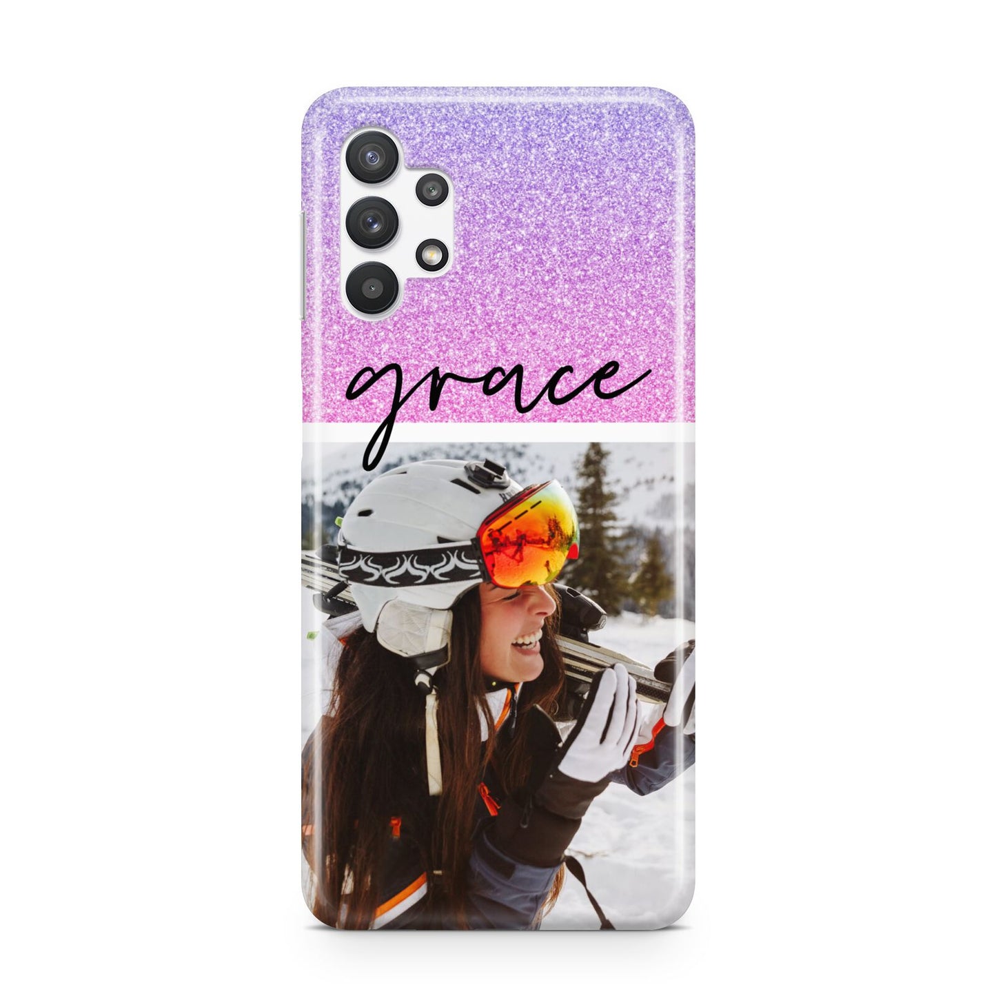 Glitter Personalised Photo Upload Name Samsung A32 5G Case