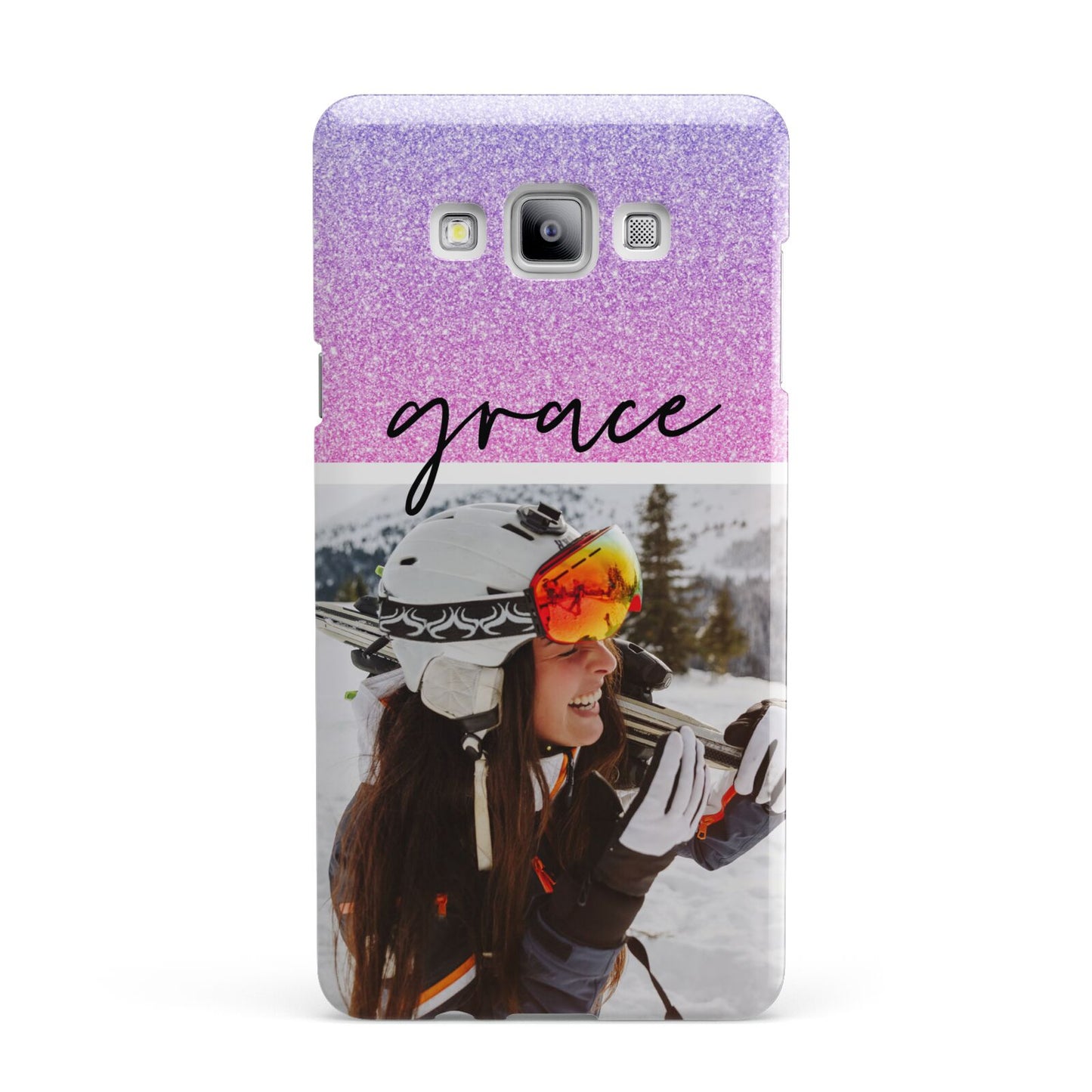 Glitter Personalised Photo Upload Name Samsung Galaxy A7 2015 Case