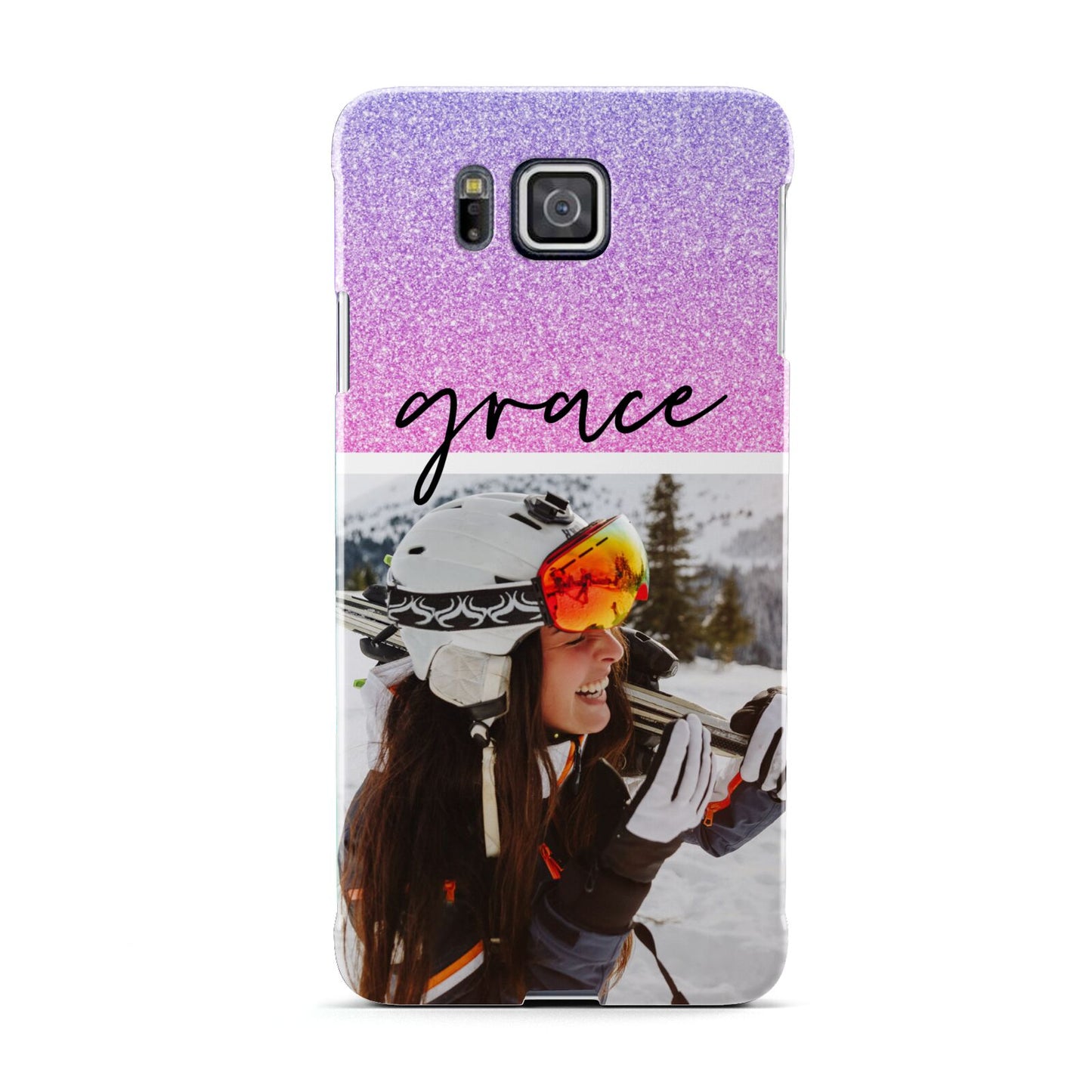 Glitter Personalised Photo Upload Name Samsung Galaxy Alpha Case