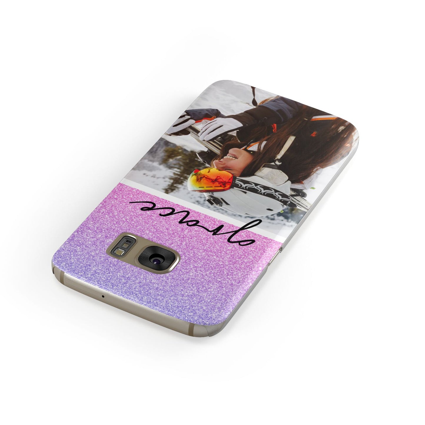 Glitter Personalised Photo Upload Name Samsung Galaxy Case Front Close Up