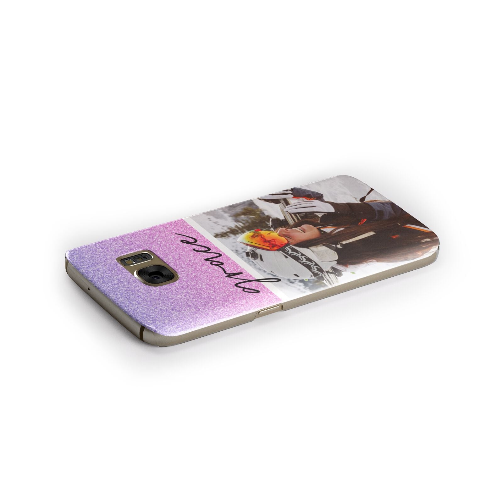 Glitter Personalised Photo Upload Name Samsung Galaxy Case Side Close Up