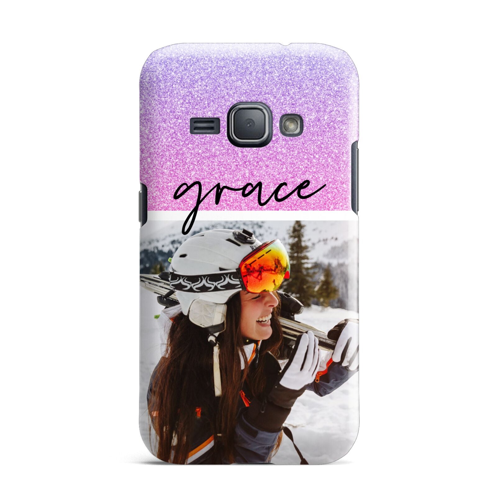 Glitter Personalised Photo Upload Name Samsung Galaxy J1 2016 Case