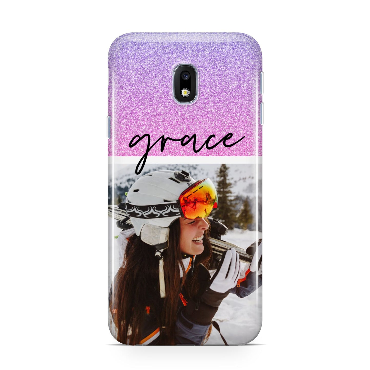 Glitter Personalised Photo Upload Name Samsung Galaxy J3 2017 Case