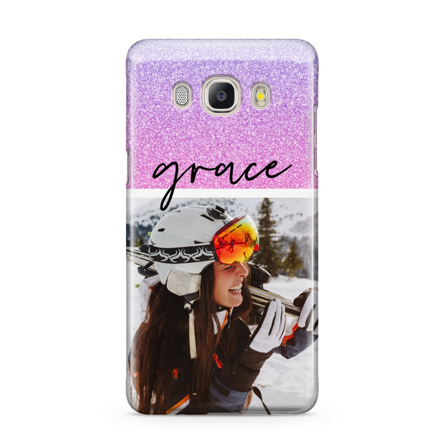 Glitter Personalised Photo Upload Name Samsung Galaxy J5 2016 Case