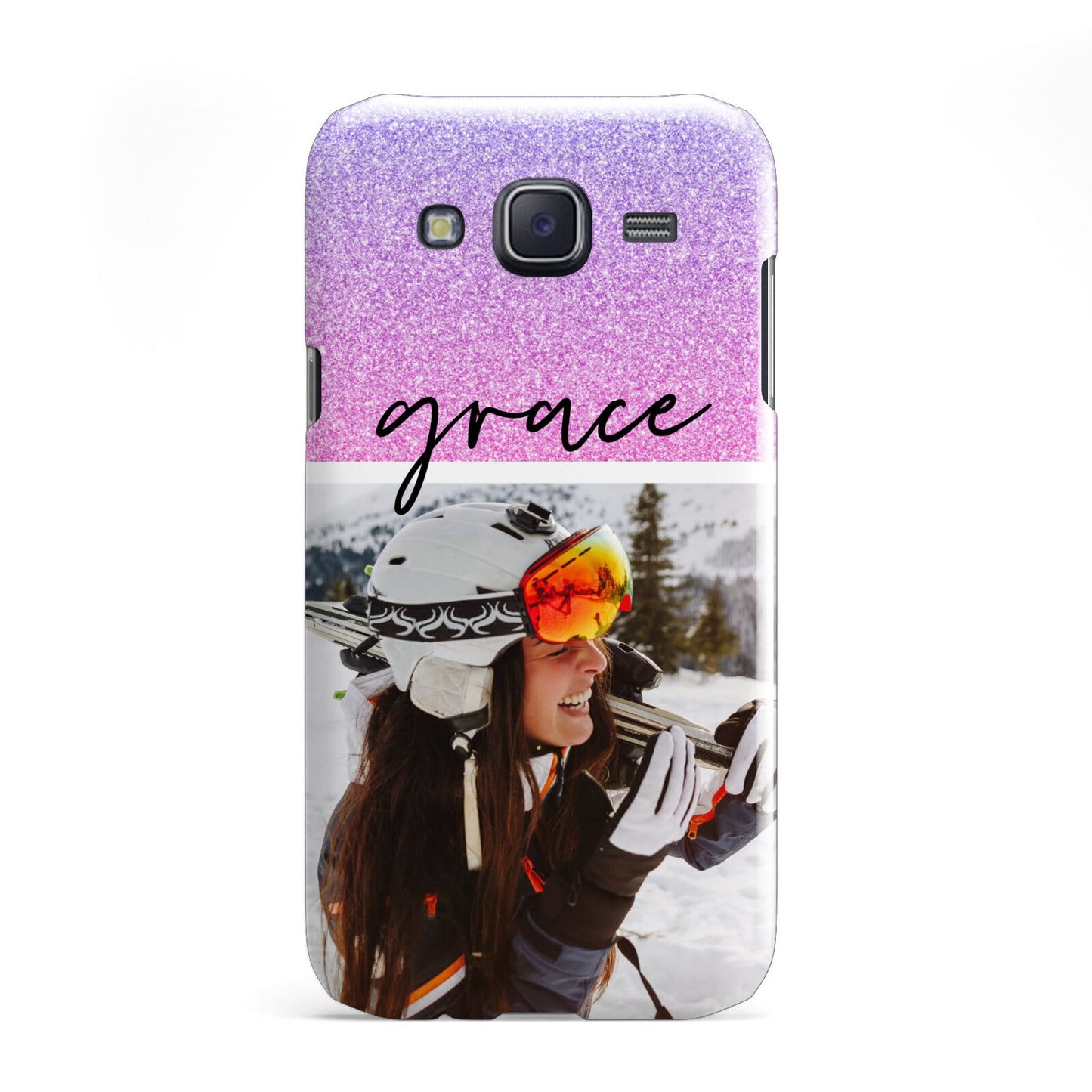 Glitter Personalised Photo Upload Name Samsung Galaxy J5 Case