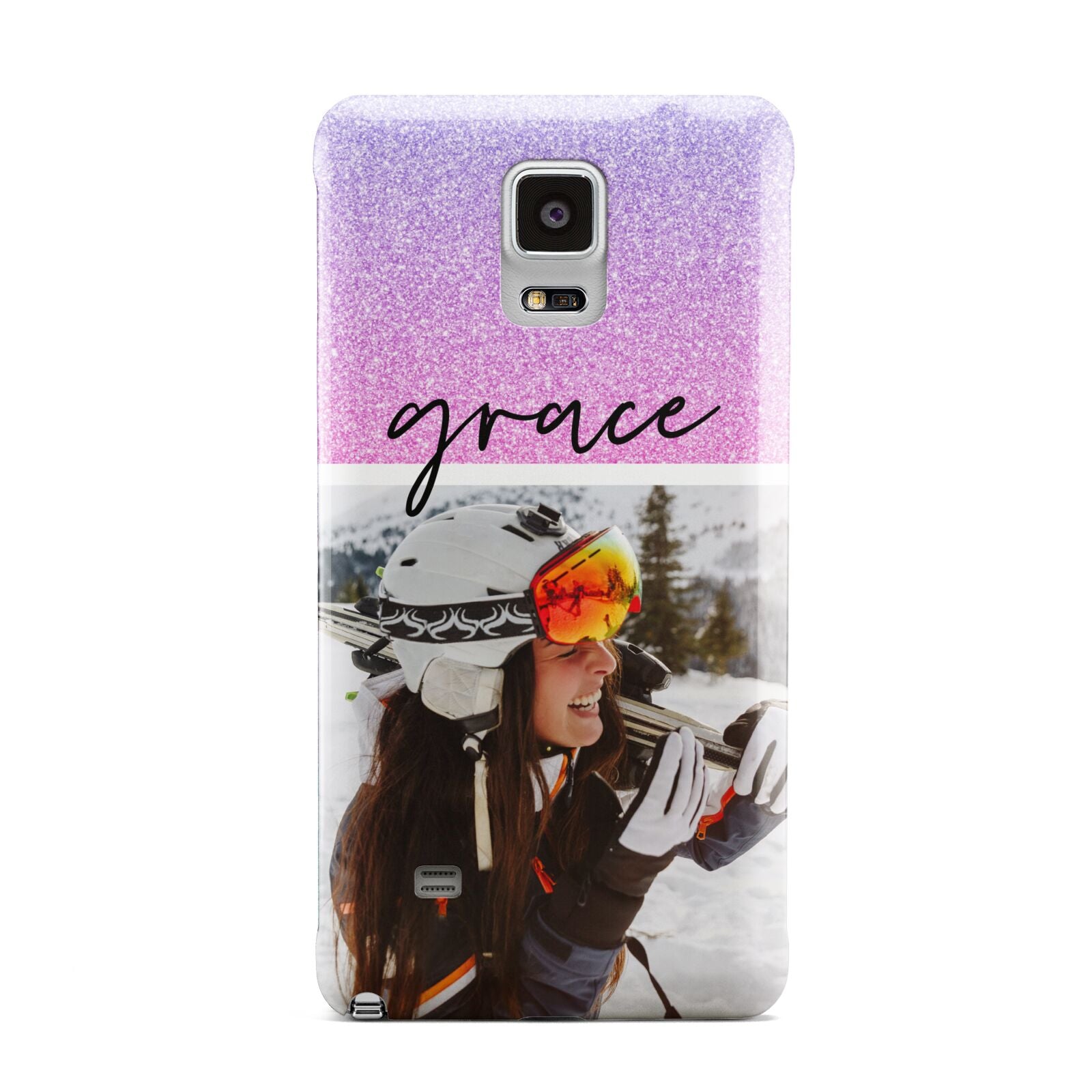 Glitter Personalised Photo Upload Name Samsung Galaxy Note 4 Case