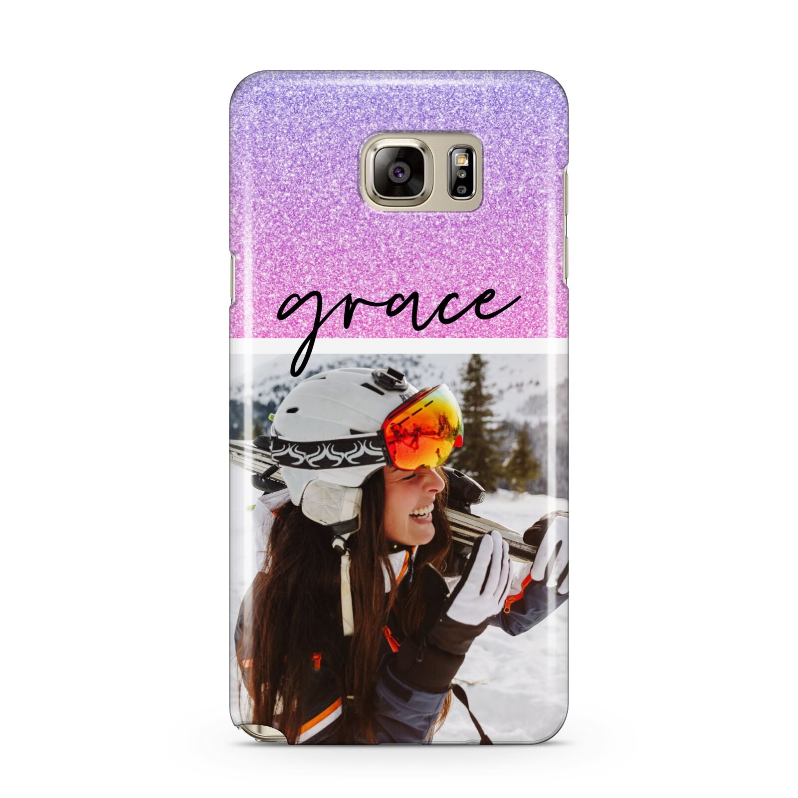 Glitter Personalised Photo Upload Name Samsung Galaxy Note 5 Case