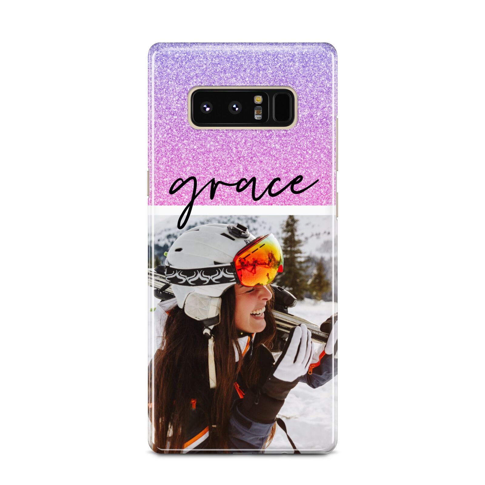 Glitter Personalised Photo Upload Name Samsung Galaxy Note 8 Case