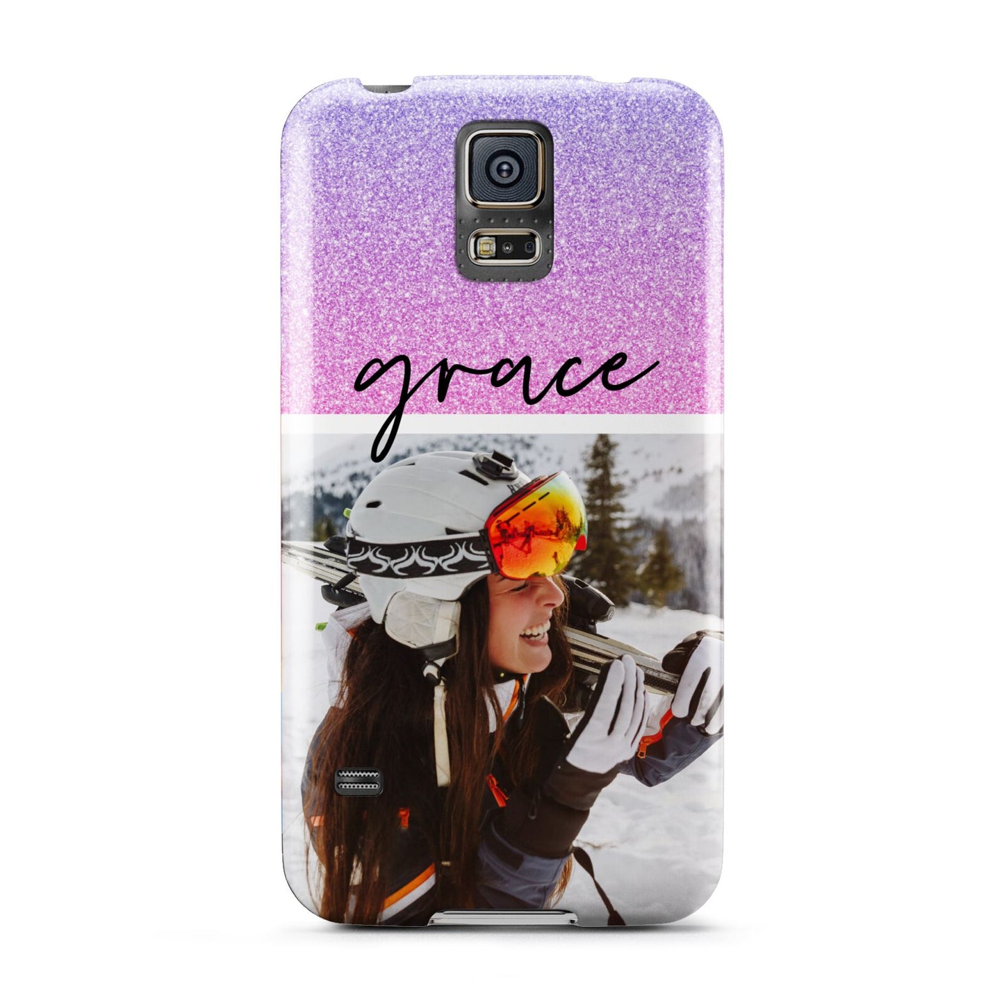 Glitter Personalised Photo Upload Name Samsung Galaxy S5 Case