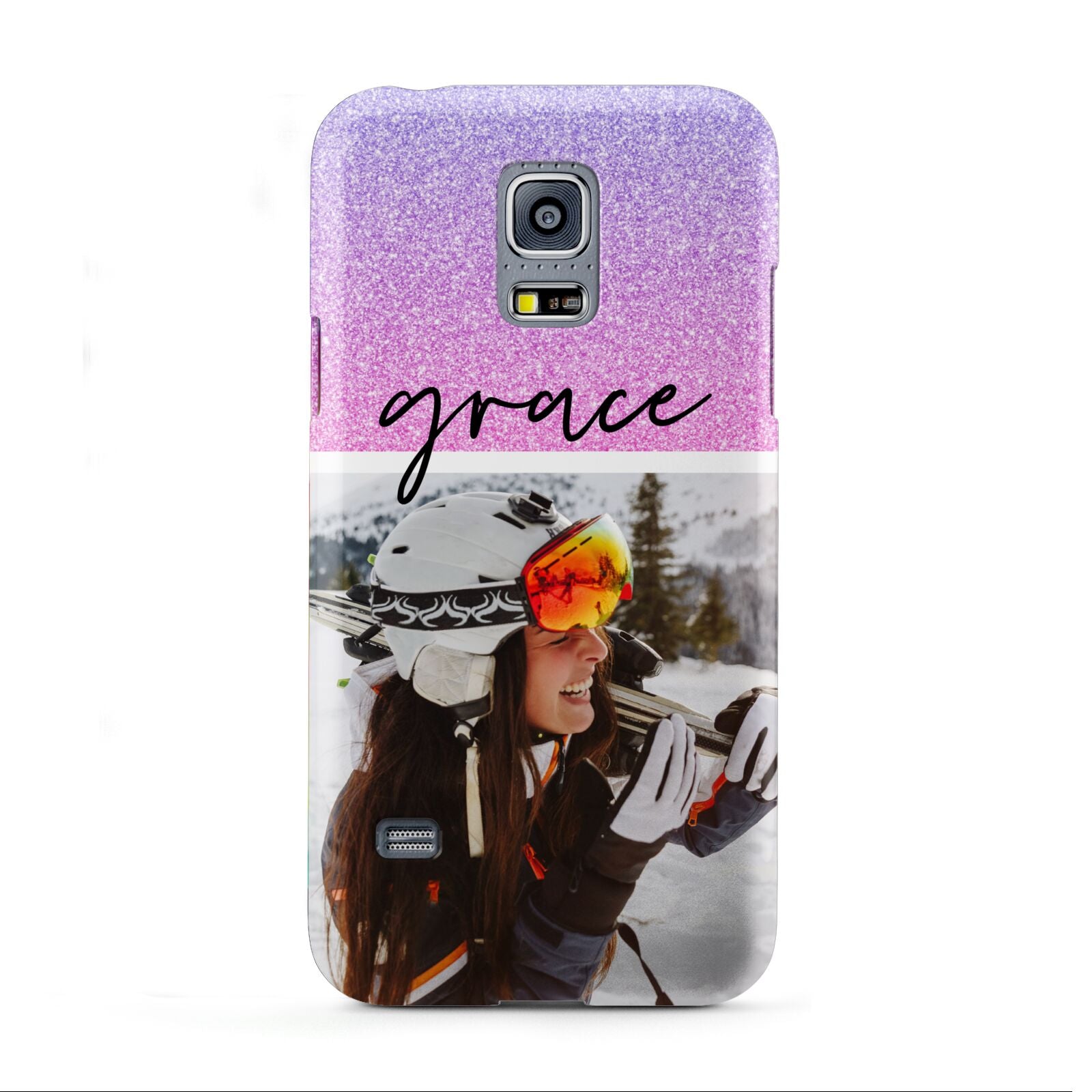 Glitter Personalised Photo Upload Name Samsung Galaxy S5 Mini Case